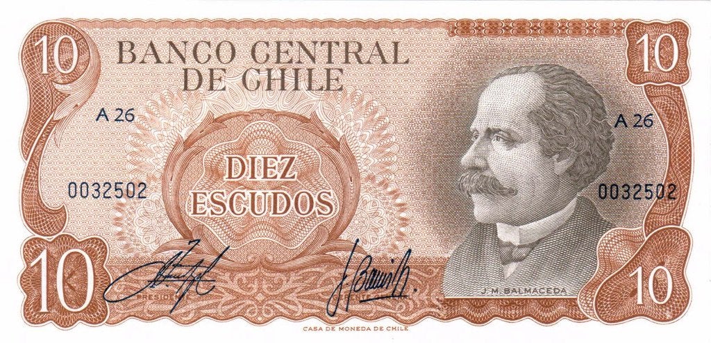 Chili 10 escudos 1970 - UNC, Verzenden, Zuid-Amerika, Los biljet