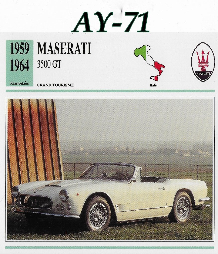 Ay71 autokaart maserati 500 gt ( 1959 - 1964 ), Ophalen of Verzenden, Zo goed als nieuw, Auto's
