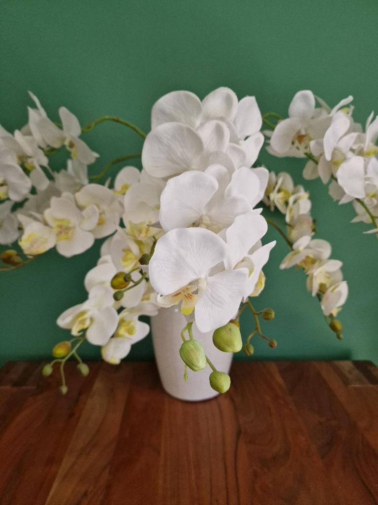 Vaas en bloemen, Ophalen, Overige materialen, Wit, Zo goed als nieuw