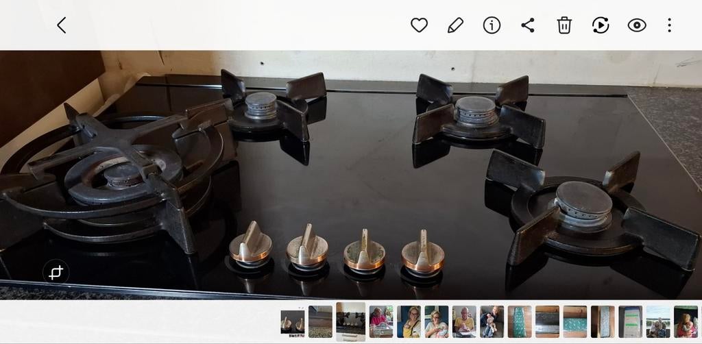 Gas/glasplaat kookplaat, Witgoed en Apparatuur, Kookplaten, Ophalen, Gebruikt, 4 kookzones, Inbouw