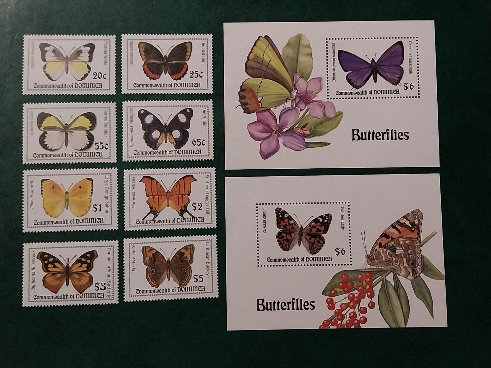 Dominica 1834-1841+blok 262/263 vlinders 1994 postfris 30eur, Ophalen of Verzenden, Dier of Natuur