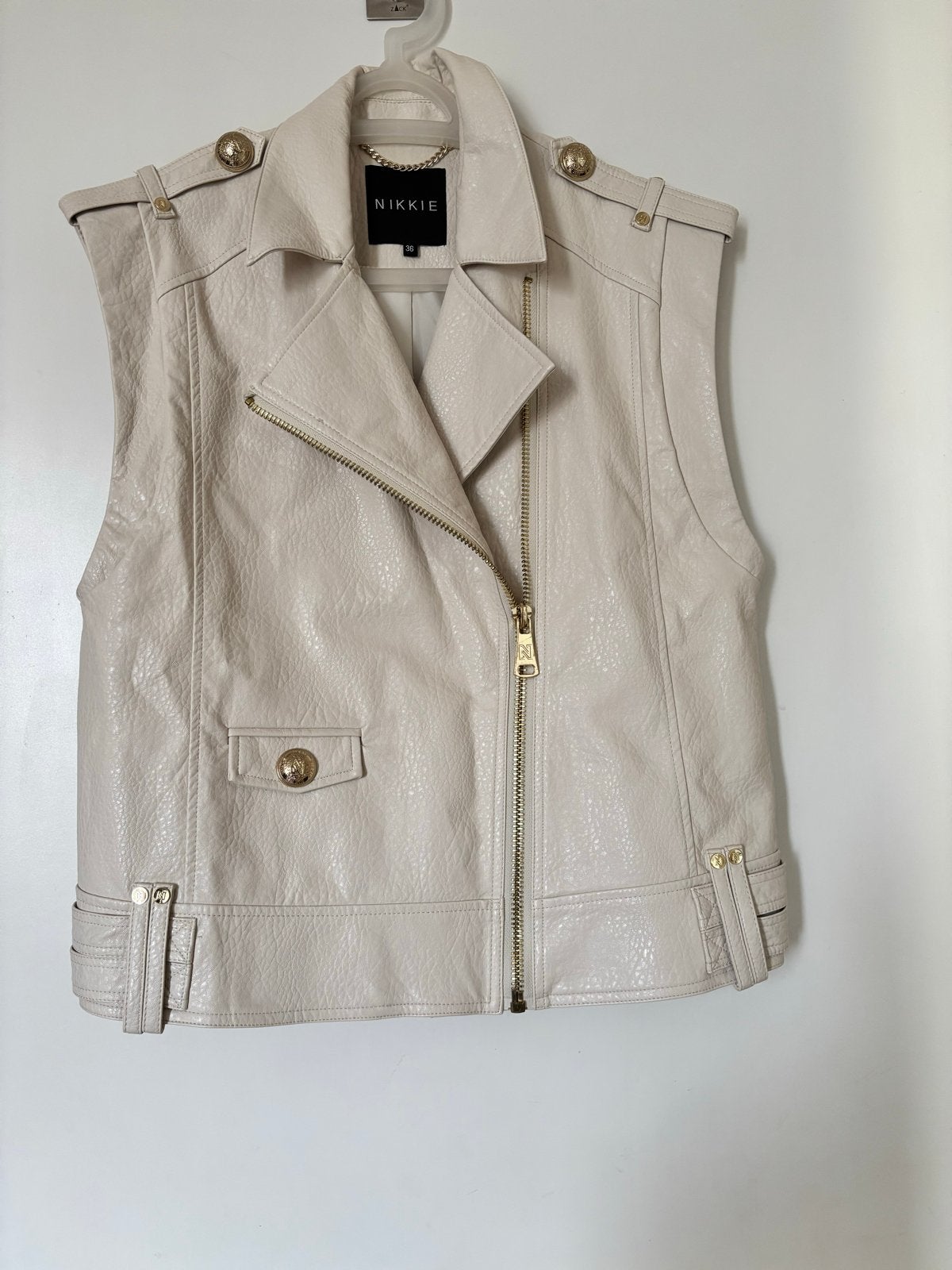 Nikkie biker gilet maat 36, crème, zo goed als nieuw, Ophalen of Verzenden, Zo goed als nieuw, Maat 36 (S), Beige