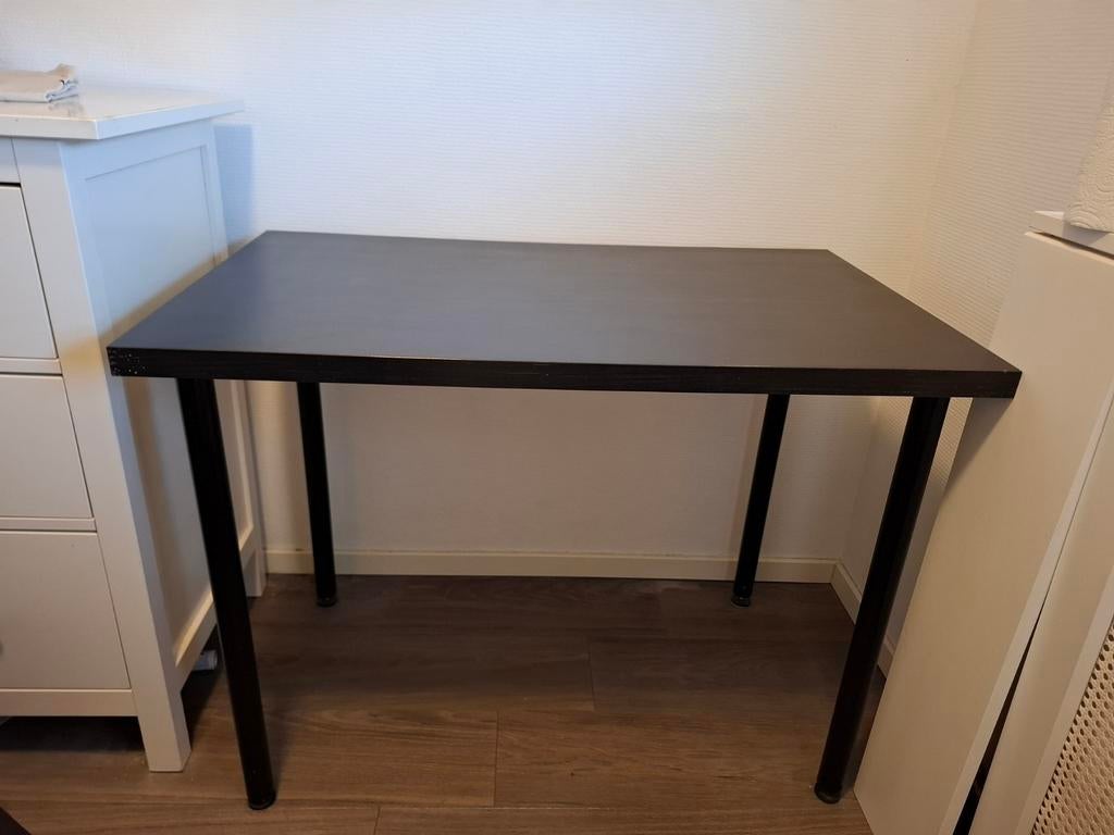 IKEA LINNMON/ADILS bureau/tafel, zwart, 100x60 cm, Gebruikt, 50 tot 100 cm, Tot twee personen, 50 tot 100 cm