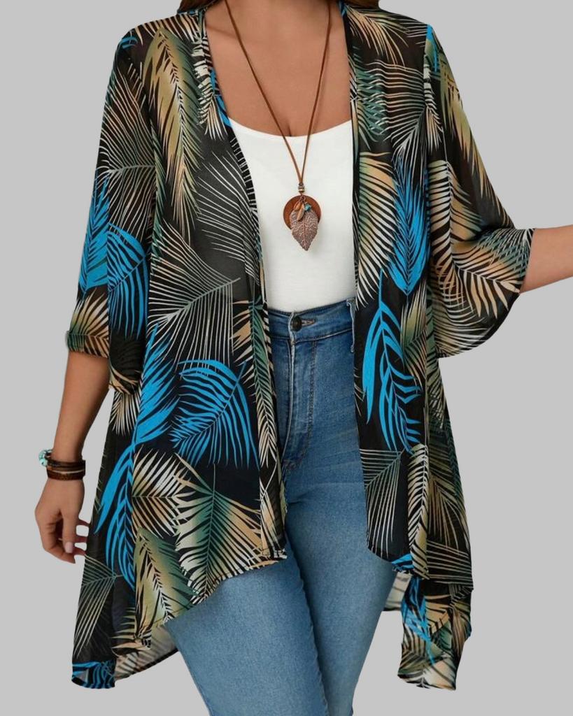 Zomerse Kimono met Tropische Print (46-54€, Verzenden, Nieuw, Overige kleuren, Trui of Vest