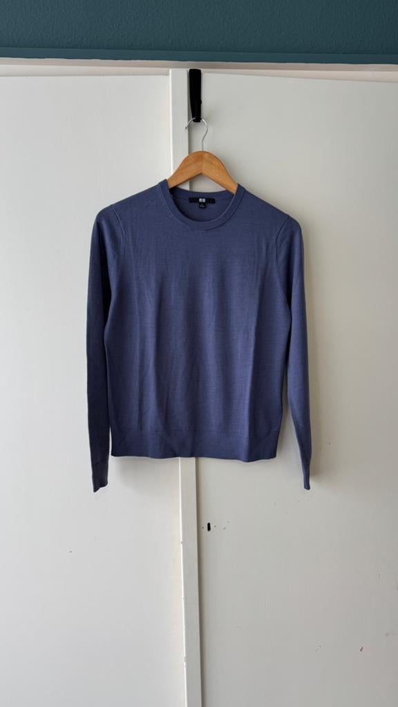 Uniqlo 100% wol gebreide trui S 36 38 lavendel blauw grijs, Blauw, Ophalen of Verzenden, Zo goed als nieuw, Maat 36 (S)