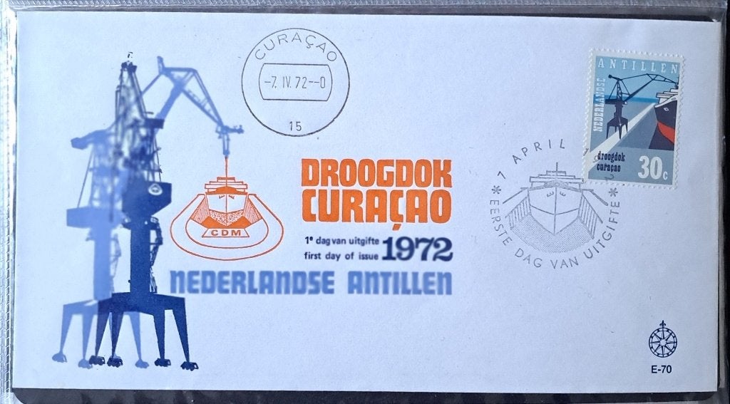 Ned.Antillen: Ingebruikname droogdok Curaçao envelop 1972, Ophalen of Verzenden, Onbeschreven, Rest van de wereld
