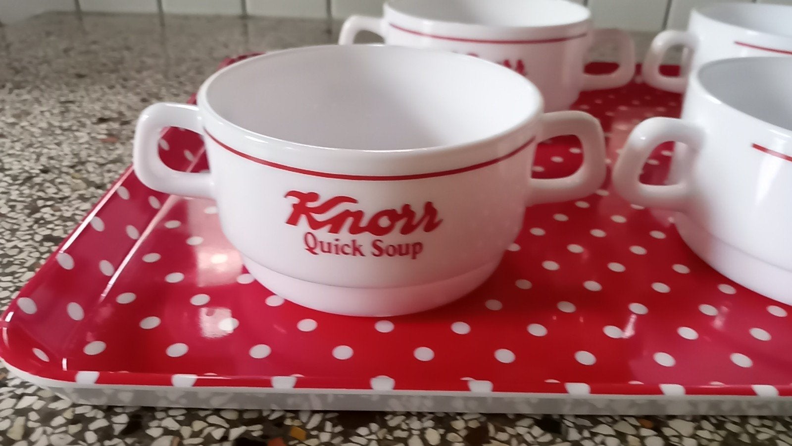 retro/vintage soepkommen Knorr Quick Soup 4x, Ophalen of Verzenden, Glas, Overige stijlen, Kom(men)