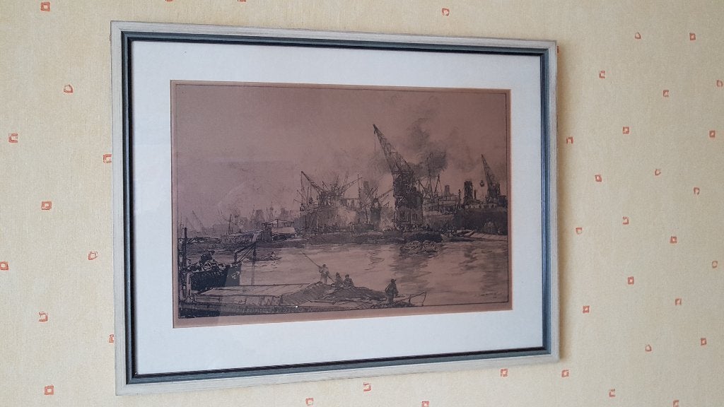 J.H. van Mastenbroek  Litho - Havenkranen in Rotterdam 1906, Ophalen, Overige techniek