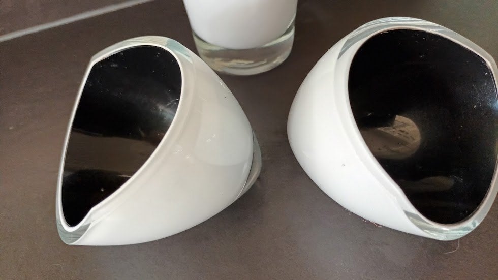 2 x Light bowl en 1 vaas zwart & wit Batman Carina Riezebos, Ophalen, Gebruikt, Wit, Glas