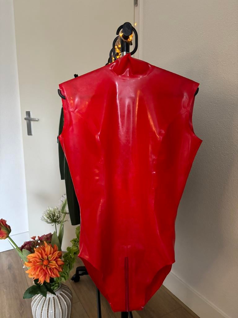 Bodysuit (3way zipper) / Latex / Maat L, Verzenden, Rood, Body of Korset