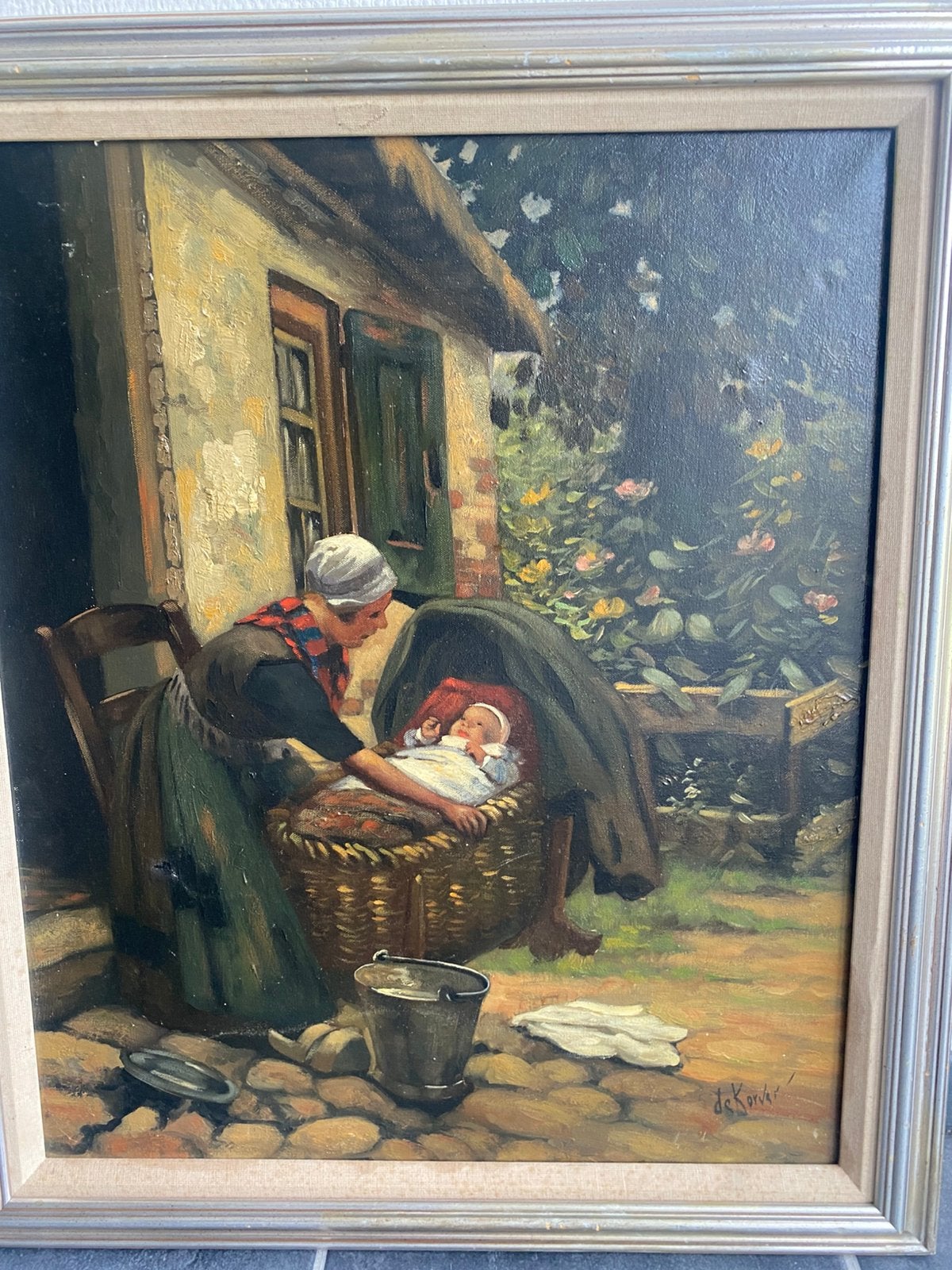 Leuk olieverf op doek Gesigneerd Korver, Verzenden