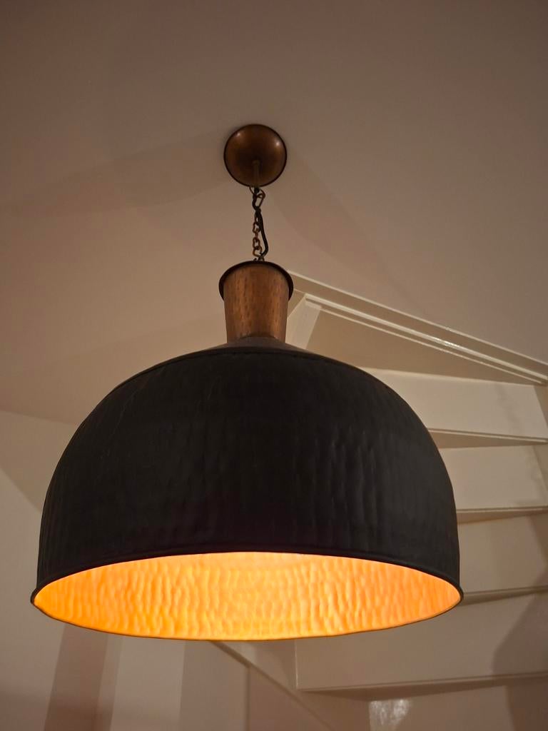 Grote zwarte hanglamp, zonder lichtbron, Ophalen, Gebruikt, 50 tot 75 cm, Industrieel, Modern