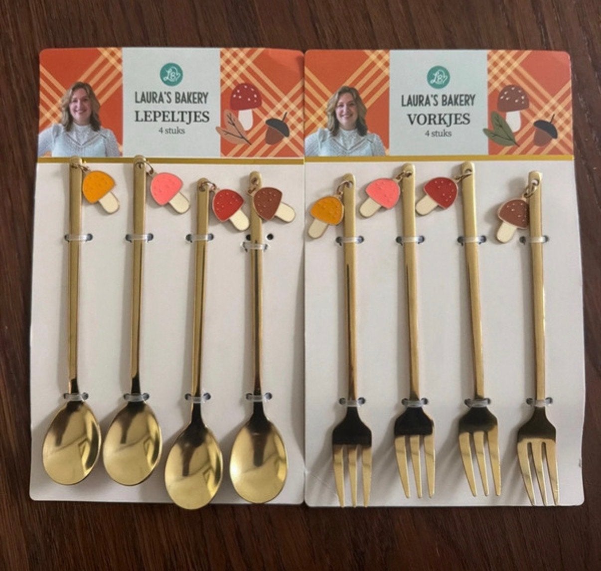 Laura's Bakery Lepeltjes en Vorkjes - 8-delige set, Theelepel, Los bestek, Nieuw, Ophalen of Verzenden
