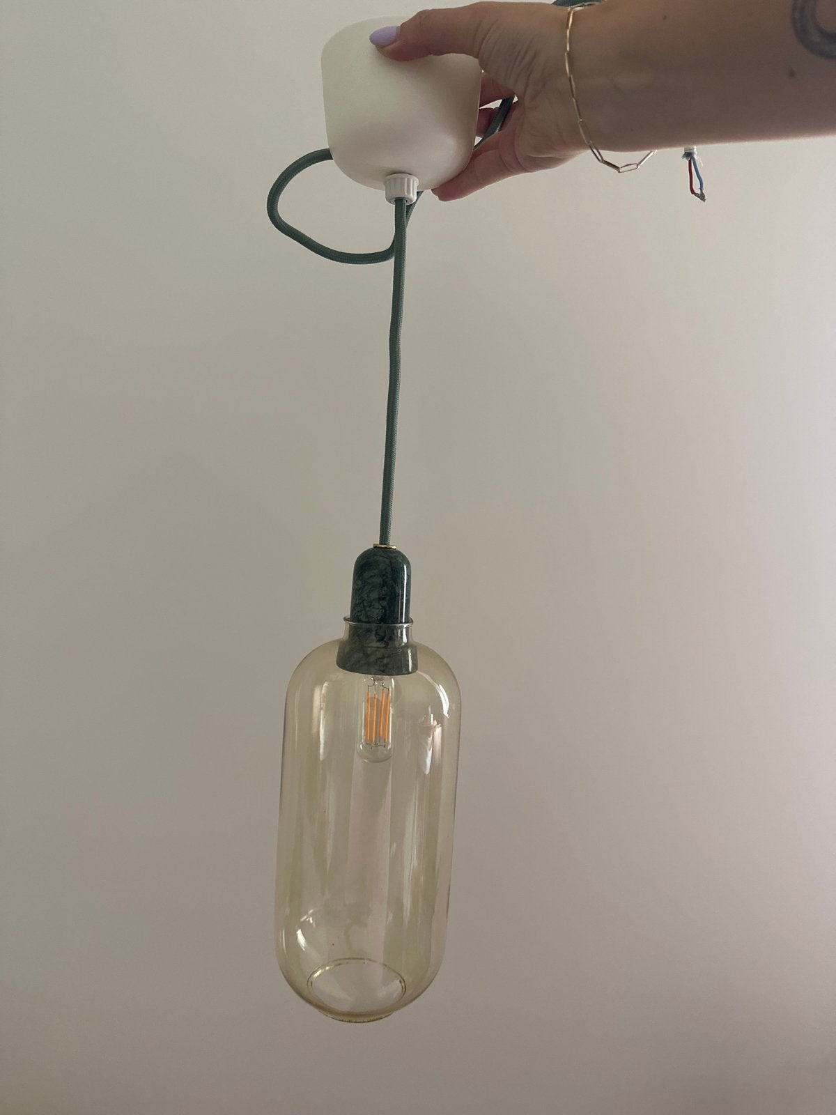 Normann Copenhagen Hanglamp met E14 fitting, Ophalen, Zo goed als nieuw, Glas, E14 (klein)