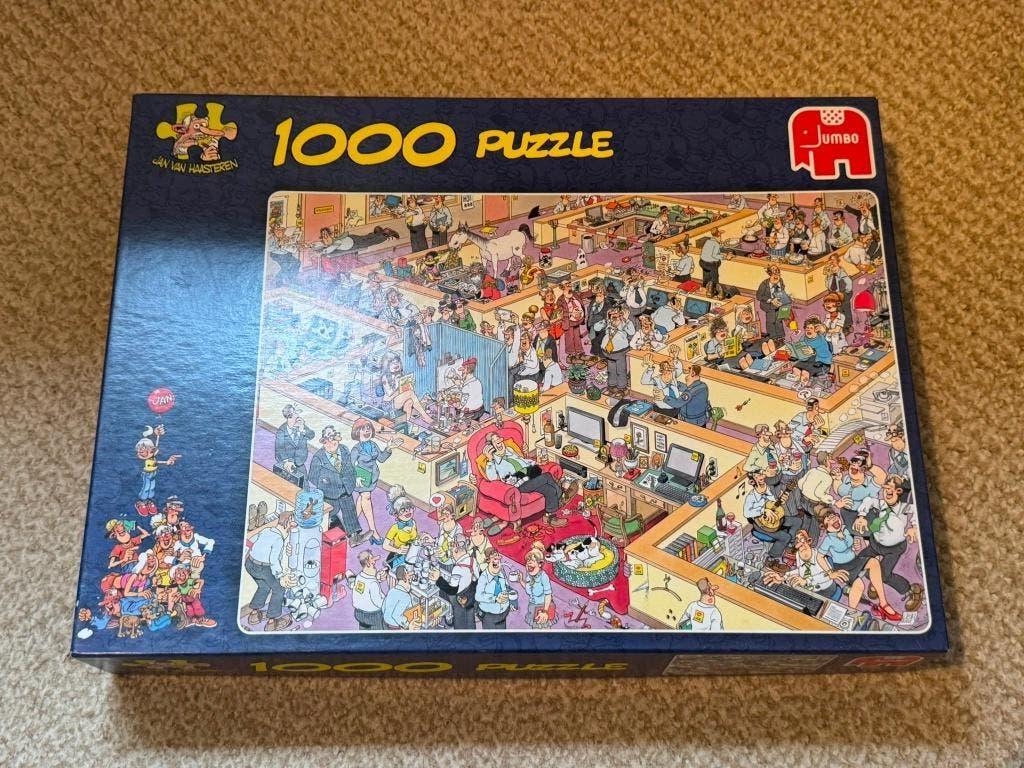 Jan van Haasteren puzzel - 1000 - Het kantoor, Hobby en Vrije tijd, Denksport en Puzzels, Verzenden, 500 t/m 1500 stukjes, Gebruikt