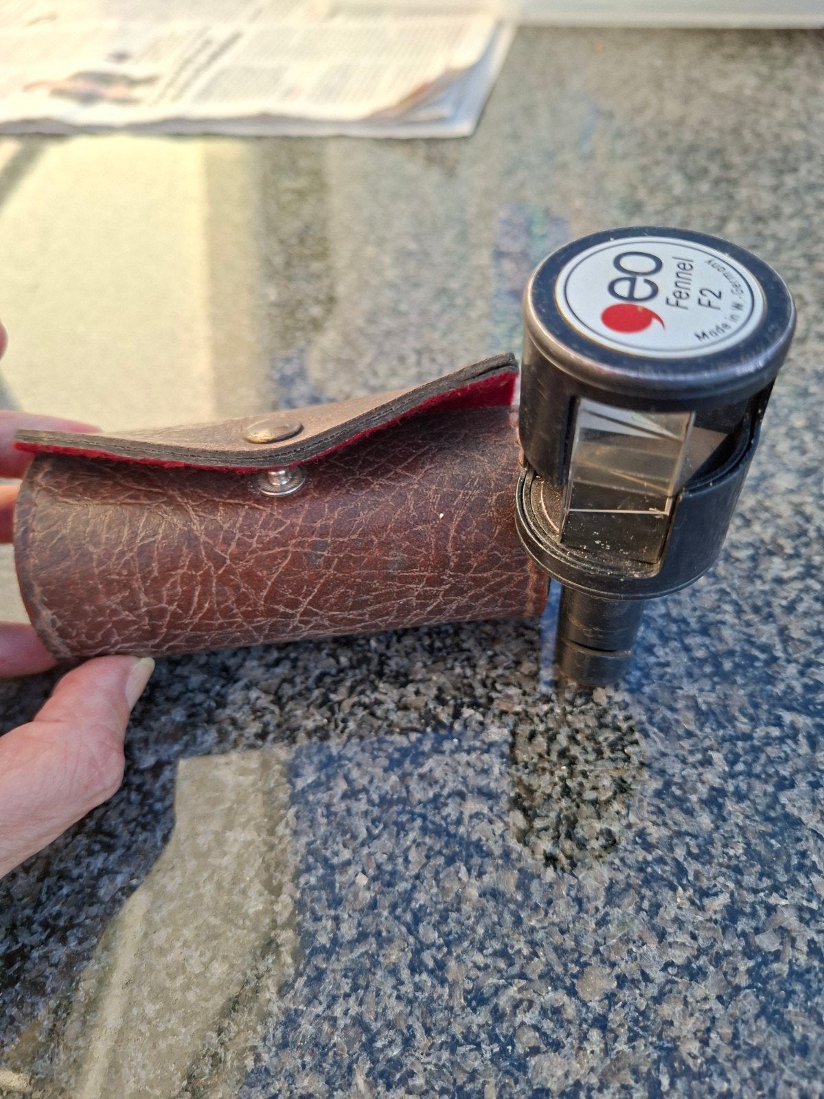 Fennel F2 Optisch Lood met Leren Etui hoekspiegel, Ophalen of Verzenden, Gebruikt