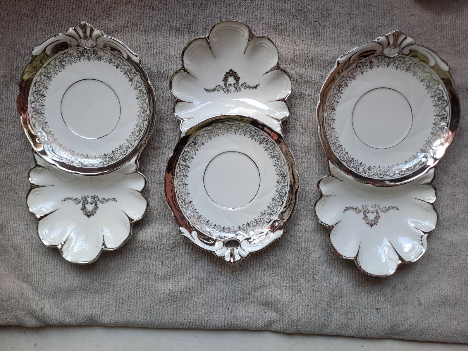 Set van 3 KPM porseleinen bonbonschaaltjes met zilveren rand, Antiek en Kunst, Ophalen of Verzenden