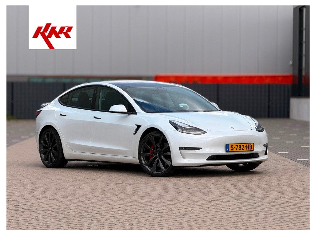 Tesla Model 3 Performance AWD 75 kWh 91% SOH, Auto's, Automaat, 462 pk, Wit, Leder