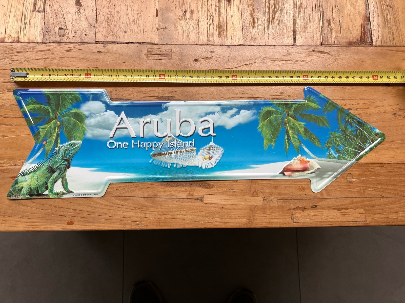 Aruba One Happy Island metalen bord, Gebruikt, Meerkleurig, Overige stijlen, Ophalen of Verzenden
