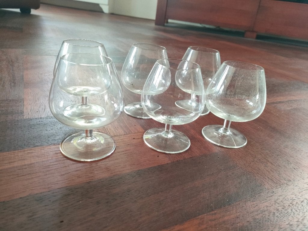 Vintage cognac glazen 6x, Ophalen, Zo goed als nieuw, Overige typen