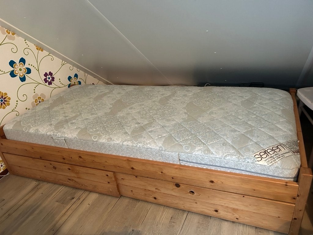 1-persoonsbed 90x200, incl. Auping-matras - GRATIS, Huis en Inrichting, Slaapkamer | Bedden, Ophalen, Gebruikt, 90 cm, Eenpersoons