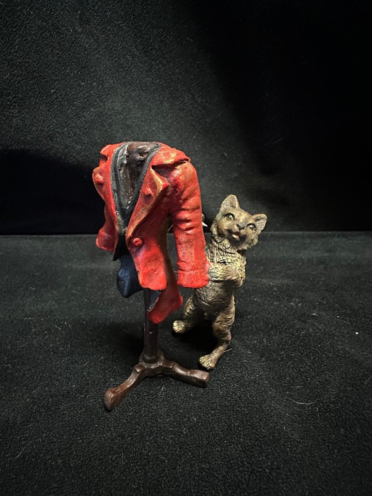 Poes als kleermaker, ( Weens Brons)., Ophalen of Verzenden, Handgemaakt, Brons, Beeld