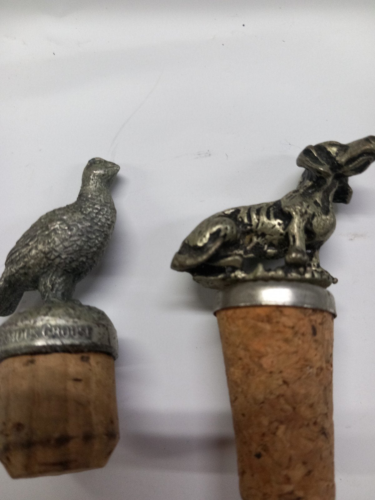 Flessenstoppers Korhoen en Tekkel - Vintage, Vintage, Gebruikt, Ophalen of Verzenden, Metaal
