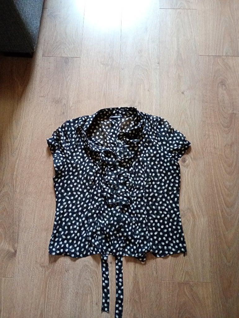 Mooie zwart/witte blouse mt 44 Superstar, Zwart, Maat 42/44 (L), Ophalen of Verzenden, Zo goed als nieuw