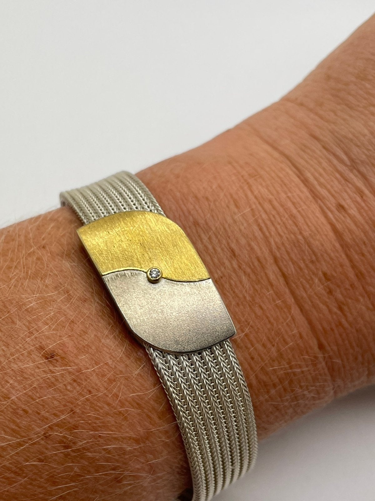 F699 Prachtige zilveren armband MANU Schmuck diamant 22K, Sieraden, Tassen en Uiterlijk, Ophalen of Verzenden, X, Met edelsteen