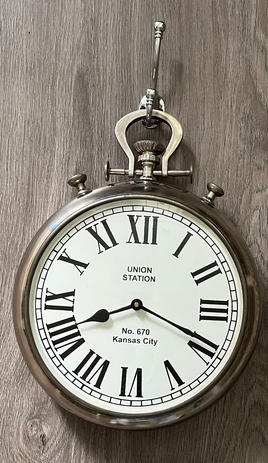 Wandklok, model zakhorkoge, zilver, Ophalen, Wandklok, Werkt op batterijen, Zo goed als nieuw