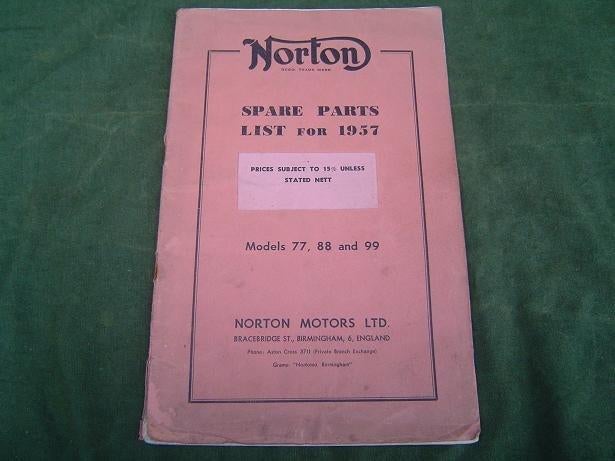 Norton models 77 88 99 1957 motorcycle parts list, Ophalen of Verzenden, Overige merken