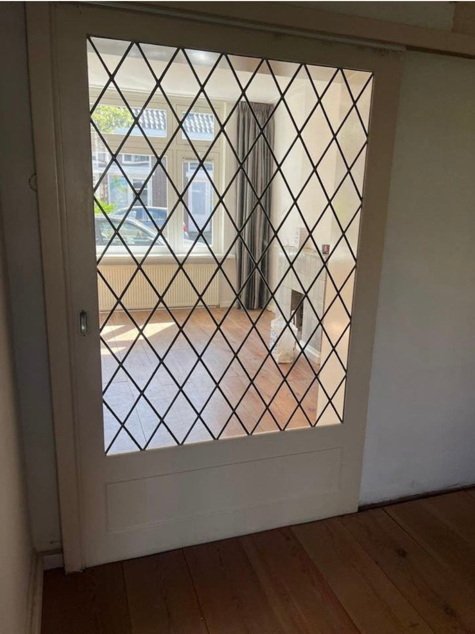 Glas in lood deur, Doe-het-zelf en Verbouw, Glas en Ramen, Glas in lood, Zo goed als nieuw, Glasplaat, 160 cm of meer