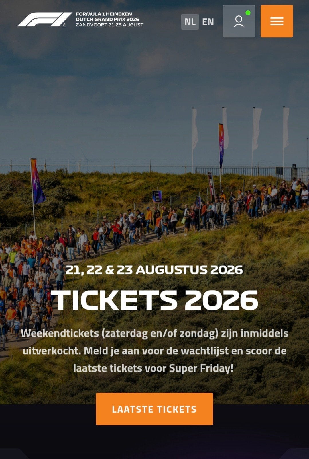 2 kaarten voor Dutch Grandprix 2026, Tickets en Kaartjes, Twee personen
