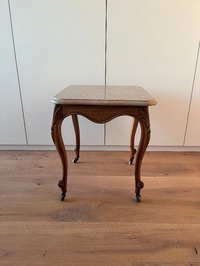 Antiek tafeltje met marmeren blad en facet geslepen rand, Ophalen
