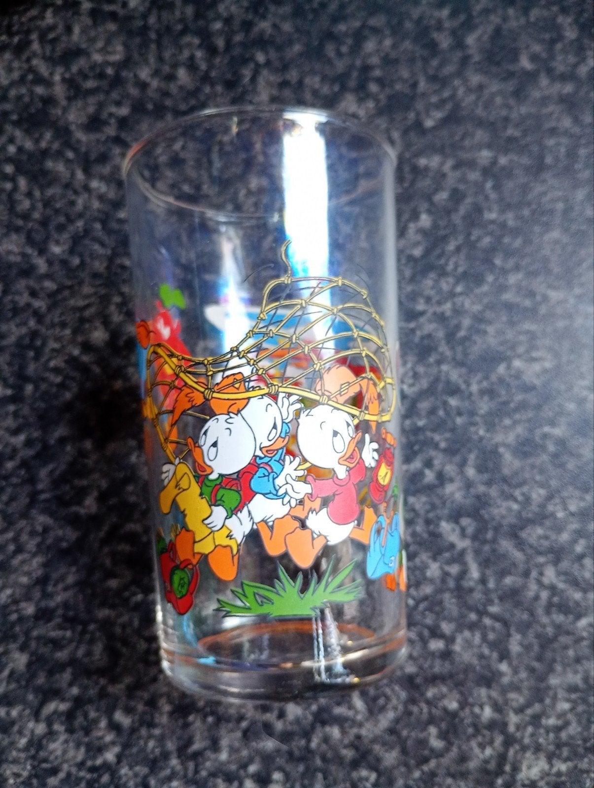 Vintage Disney Donald Duck en neefjes glas, Verzamelen, Ophalen of Verzenden, Donald Duck, Gebruikt, Servies