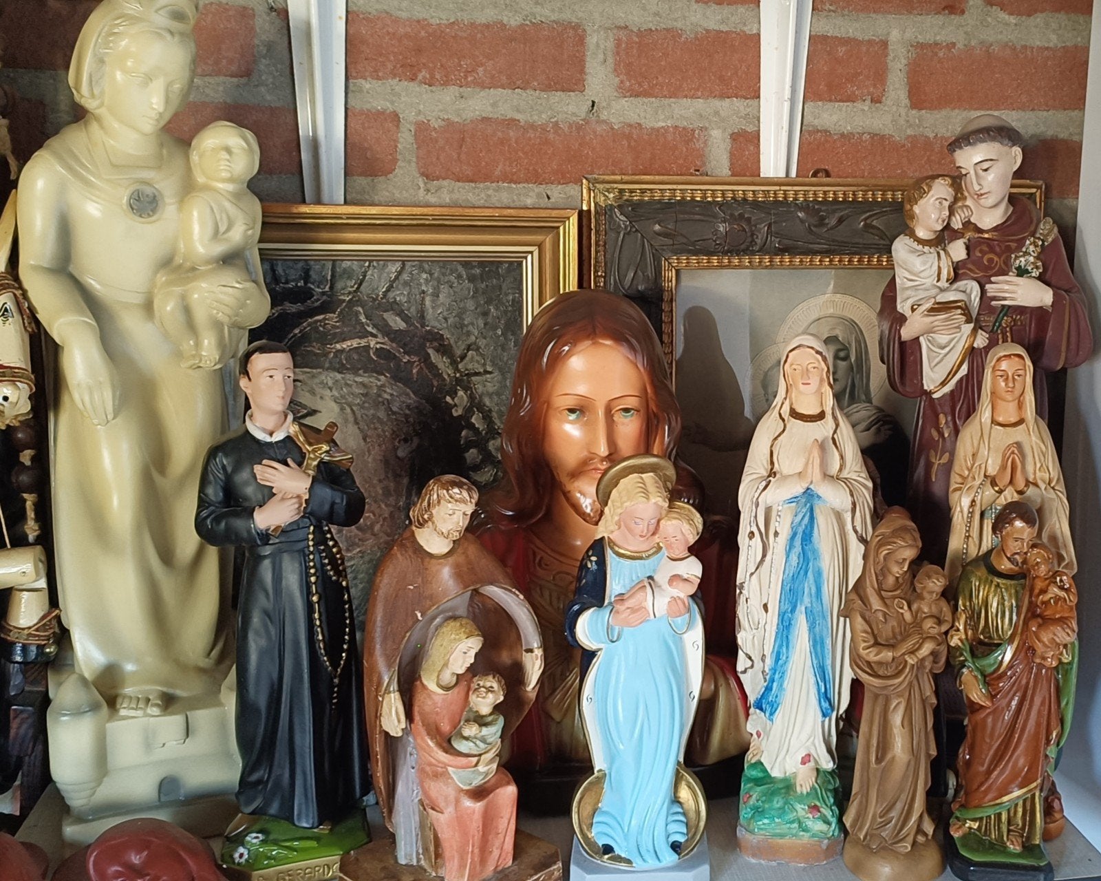 Verzameling 10 heilige beelden religie vintage antiek, Ophalen of Verzenden