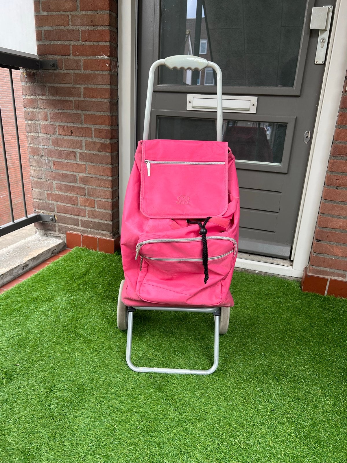 Roze boodschappentrolley met wieltjes, 40 tot 60 cm, Gebruikt, 20 tot 30 cm, Ophalen of Verzenden