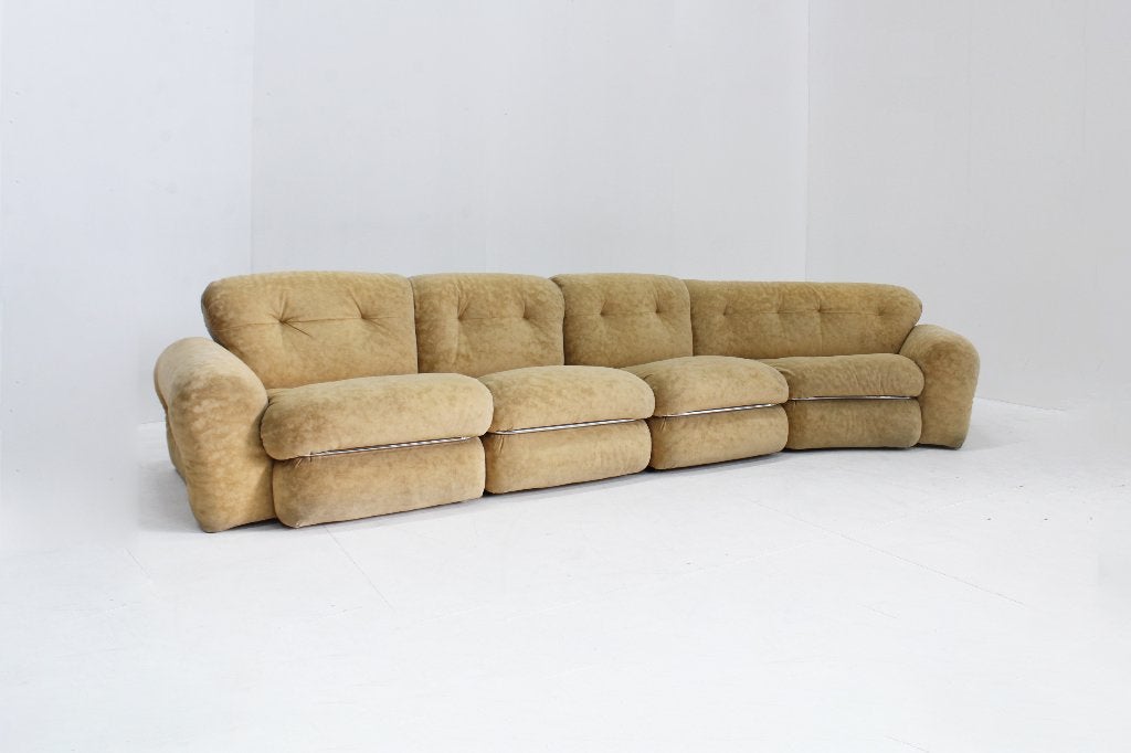 Vintage Italiaanse ronde modulaire sofa 1970s, Design, Hoekbank, 75 tot 100 cm, Ophalen of Verzenden