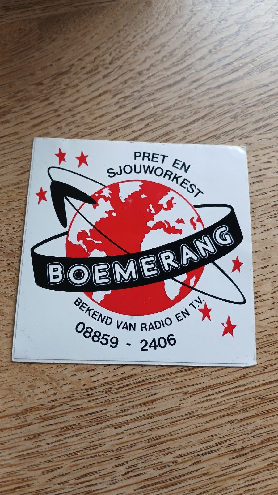 Sticker Pret/Sjouw orkest Boemerang, bekend v radio/TV MILL, Verzamelen, Ophalen of Verzenden, Zo goed als nieuw