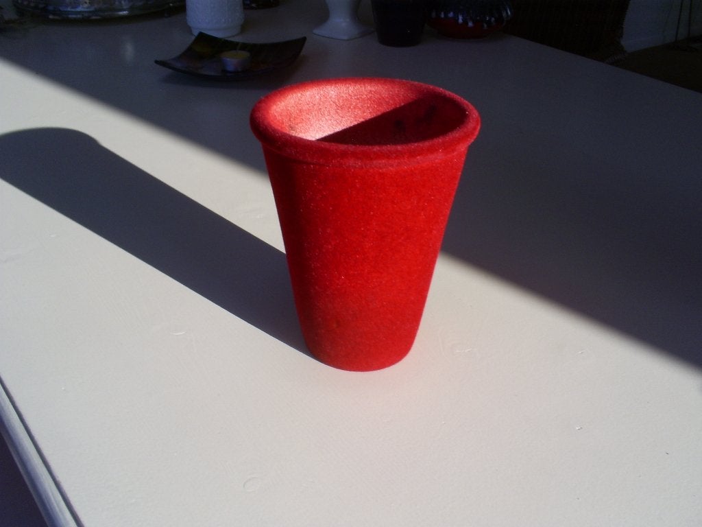 Rode bloempot met fluweel / velvet, Ophalen of Verzenden, Gebruikt