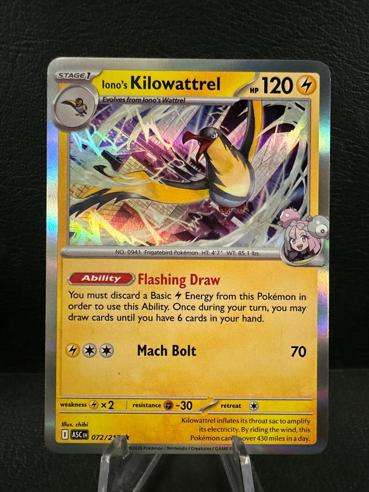 Pokemon ascended heroes kilowattrel holo, Ophalen of Verzenden, Nieuw
