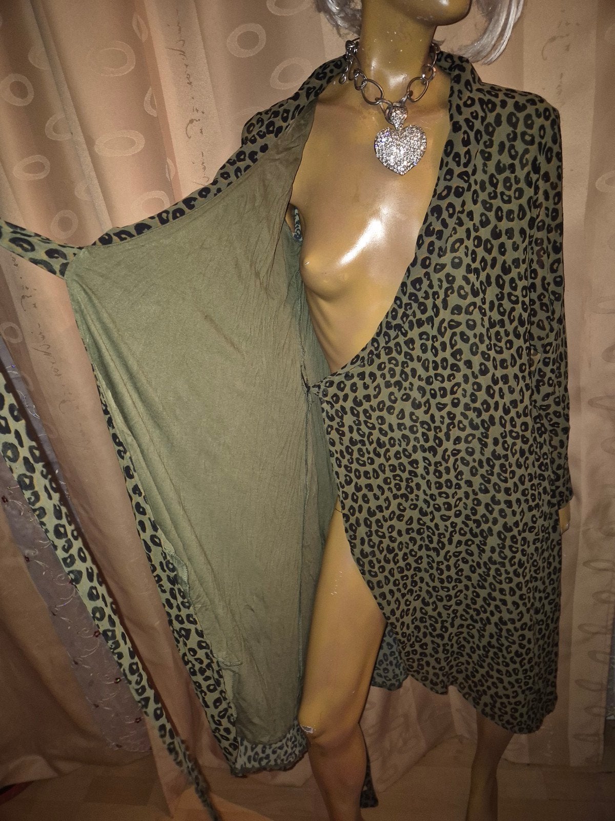 Leopardprint jurk/kimono, maat M Sissy-boy zgan, Maat 38/40 (M), Ophalen of Verzenden, Zo goed als nieuw, Groen