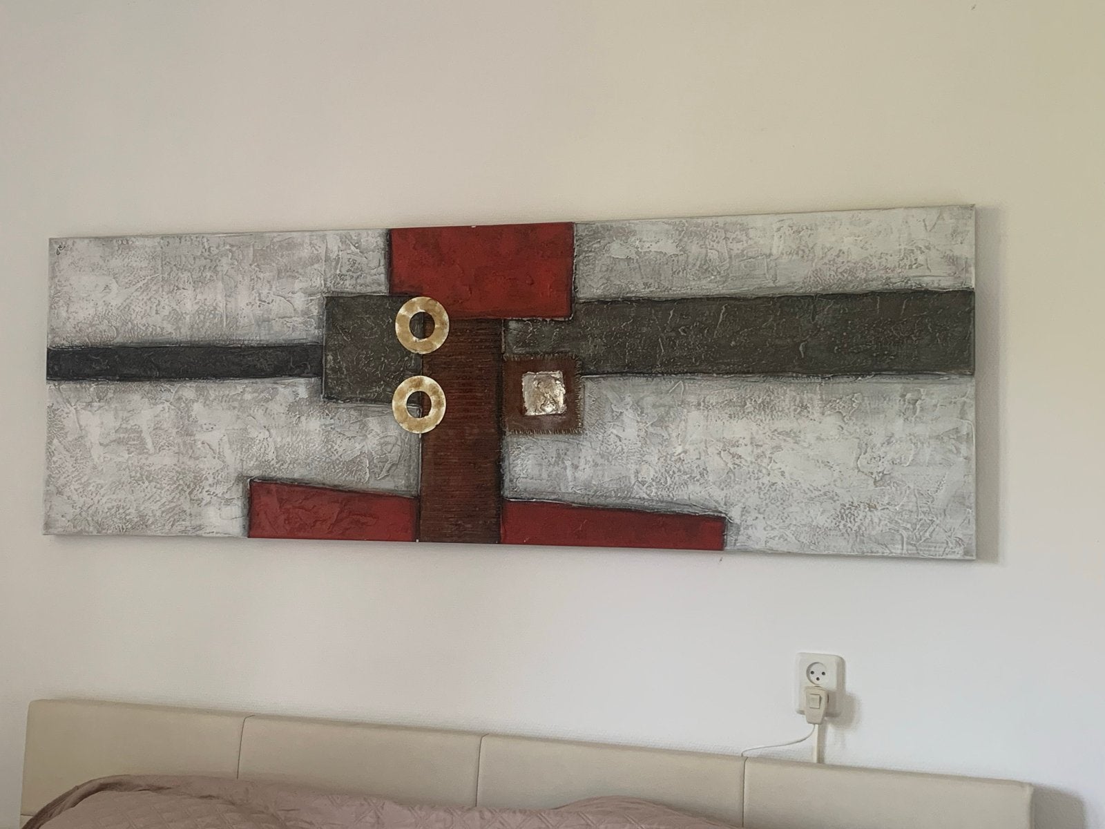 Modern Abstract Schilderij - Rood, Zwart, Goud, Ophalen