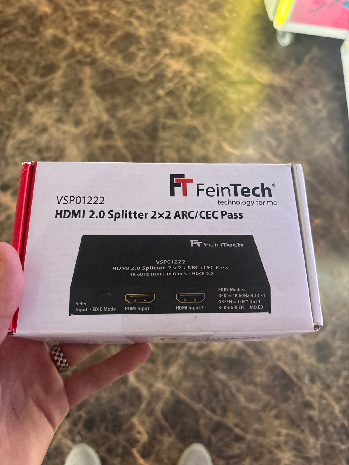 FeinTech HDMI 2.0 Splitter 2x2 ARC/CEC Pass VSP01222, Ophalen of Verzenden, Nieuw, Overige kabels