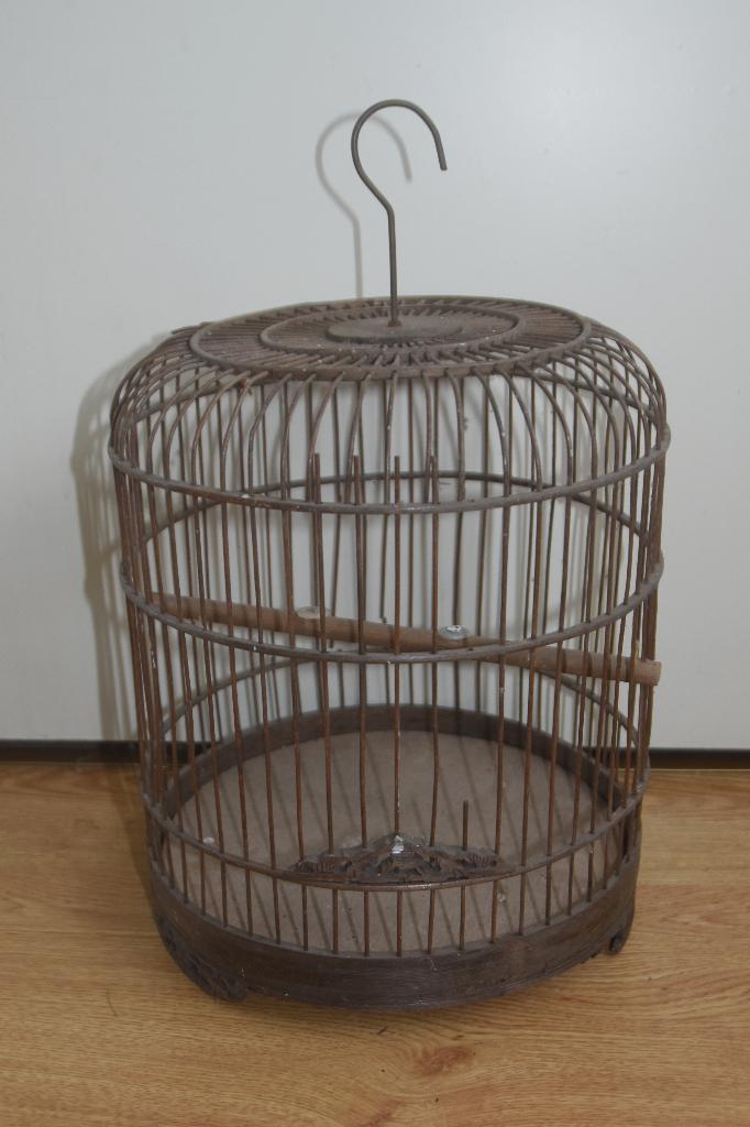 Brocante Oosterse bamboe rotan vogelkooi Chinoiserie, Verzenden