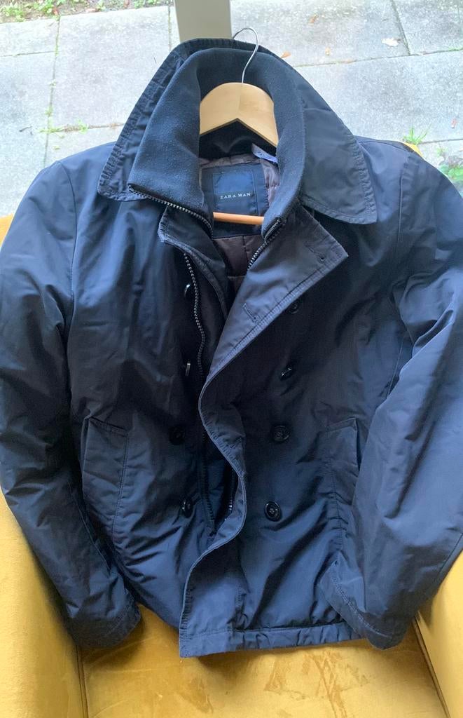 Zara tussendoor herenjas maat M donkerblauw, Ophalen of Verzenden, Gedragen, Maat 48/50 (M), Blauw