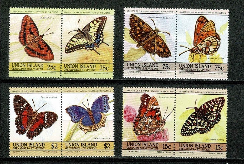 Vlinders : serie Union Islands, Verzenden, Postfris, Dier of Natuur