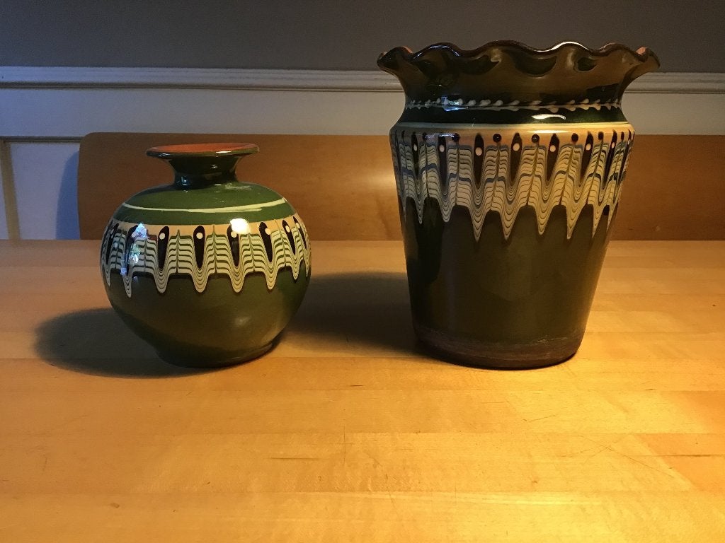 Bulgaarse plantenbak bloempot mid century (troyan ware), Rond, Binnen, Ophalen of Verzenden, Zo goed als nieuw