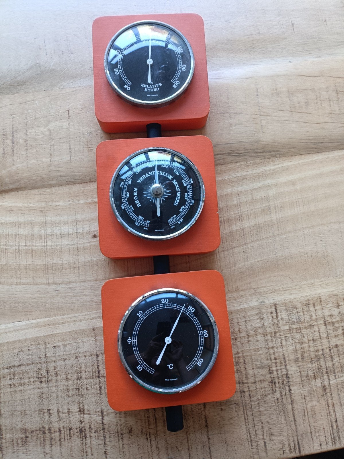 Leuk retro weerstation - Barometer, thermometer, hygrometer, Audio, Tv en Foto, Weerstations en Barometers, Ophalen of Verzenden