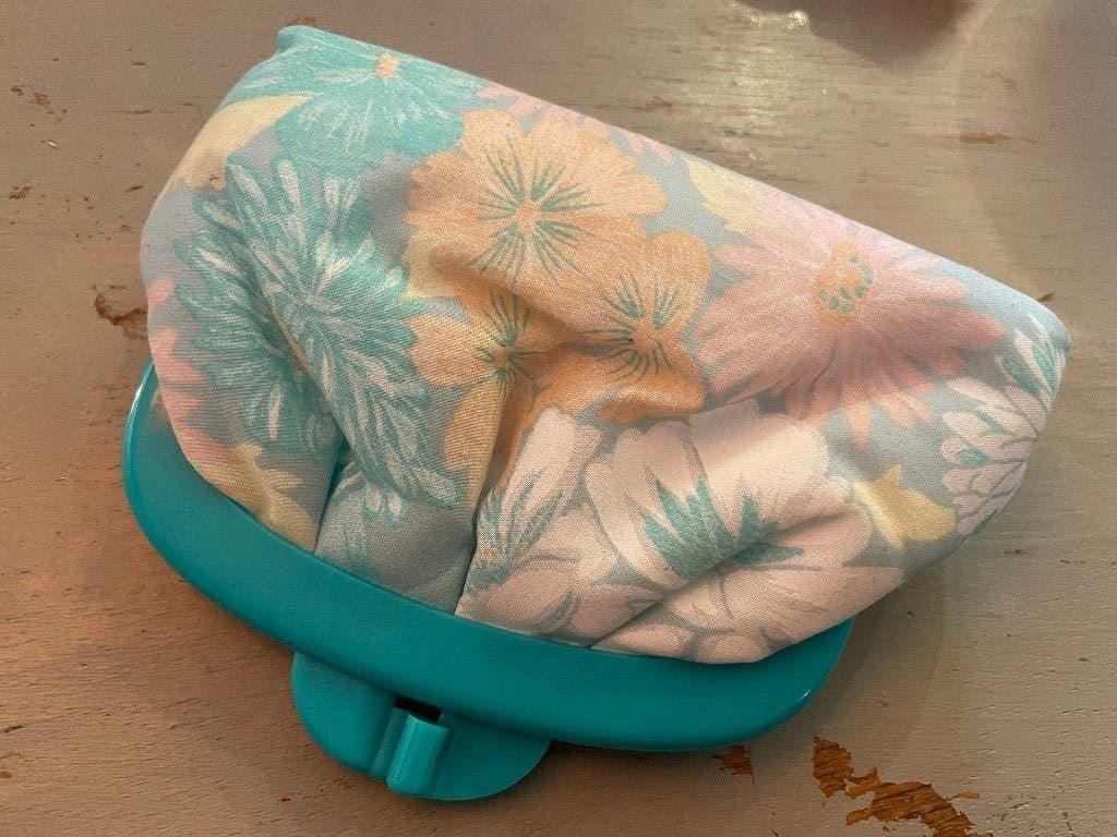 Vintage retro knip portemonnee beugeltasje clutch boho tasje, Ophalen of Verzenden, Zo goed als nieuw, Blauw, Met knipsluiting